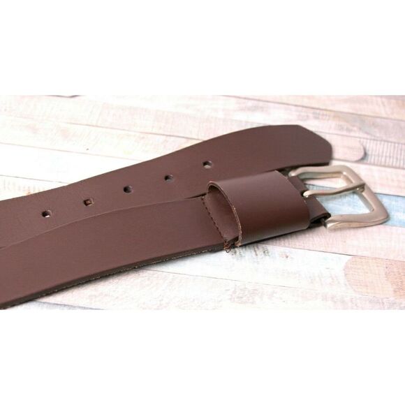 INDIA SADDLE BROWN GENUINE LEATHER 1.5"Wd CASUAL WOMEN'S BELT Sz L (B84 - Picture 8 of 9